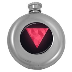 Geometric Triangle Pink Round Hip Flask (5 Oz)