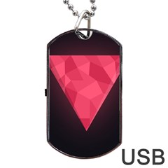 Geometric Triangle Pink Dog Tag Usb Flash (two Sides) by Nexatart