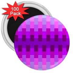 Geometric Cubes Pink Purple Blue 3  Magnets (100 Pack) by Nexatart