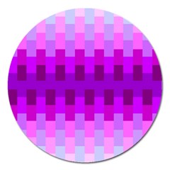 Geometric Cubes Pink Purple Blue Magnet 5  (round) by Nexatart