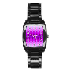 Geometric Cubes Pink Purple Blue Stainless Steel Barrel Watch