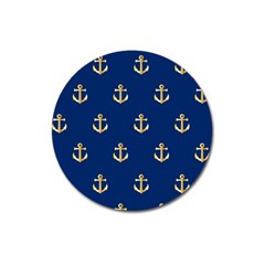 Gold Anchors Background Magnet 3  (round) by Nexatart