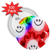 Happy Flowers 2 25  Buttons (100 Pack)  by Nexatart