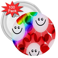 Happy Flowers 3  Buttons (100 Pack)  by Nexatart