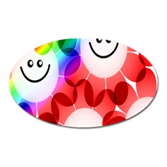 Happy Flowers Oval Magnet