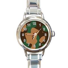 Military Camouflage Round Italian Charm Watch by Nexatart