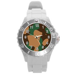 Military Camouflage Round Plastic Sport Watch (l) by Nexatart