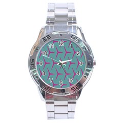 Pattern Background Structure Pink Stainless Steel Analogue Watch by Nexatart