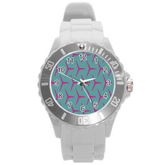 Pattern Background Structure Pink Round Plastic Sport Watch (l) by Nexatart