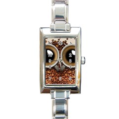 Owl Coffee Art Rectangle Italian Charm Watch by Nexatart