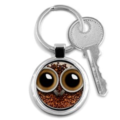 Owl Coffee Art Key Chains (round)  by Nexatart