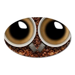 Owl Coffee Art Oval Magnet