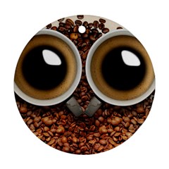 Owl Coffee Art Round Ornament (two Sides) by Nexatart