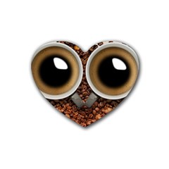 Owl Coffee Art Rubber Coaster (heart)  by Nexatart