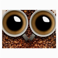 Owl Coffee Art Large Glasses Cloth (2-side) by Nexatart