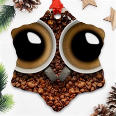 Owl Coffee Art Snowflake Ornament (two Sides) by Nexatart