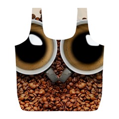 Owl Coffee Art Full Print Recycle Bags (l)  by Nexatart