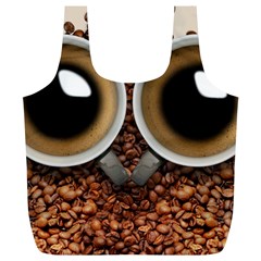 Owl Coffee Art Full Print Recycle Bags (l)  by Nexatart