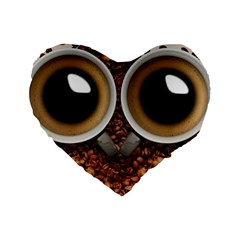 Owl Coffee Art Standard 16  Premium Flano Heart Shape Cushions by Nexatart