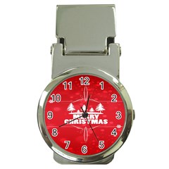 Red Bokeh Christmas Background Money Clip Watches by Nexatart