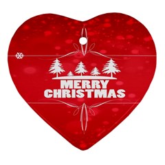 Red Bokeh Christmas Background Heart Ornament (two Sides) by Nexatart