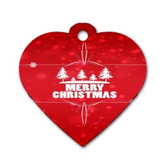 Red Bokeh Christmas Background Dog Tag Heart (one Side) by Nexatart