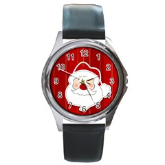 Santa Claus Xmas Christmas Round Metal Watch by Nexatart