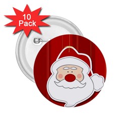 Santa Claus Xmas Christmas 2 25  Buttons (10 Pack)  by Nexatart