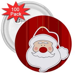 Santa Claus Xmas Christmas 3  Buttons (100 Pack)  by Nexatart