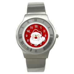 Santa Claus Xmas Christmas Stainless Steel Watch by Nexatart