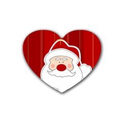 Santa Claus Xmas Christmas Rubber Coaster (heart)  by Nexatart