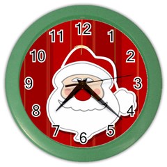 Santa Claus Xmas Christmas Color Wall Clocks by Nexatart