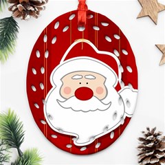 Santa Claus Xmas Christmas Ornament (oval Filigree) by Nexatart