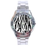 Seamless Zebra Pattern Stainless Steel Analogue Watch Front