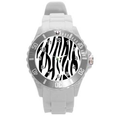 Seamless Zebra Pattern Round Plastic Sport Watch (l) by Nexatart