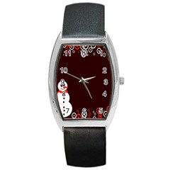 Snowman Holidays, Occasions, Christmas Barrel Style Metal Watch by Nexatart