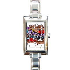 Graffiti Word Characters Composition Decorative Urban World Youth Street Life Art Spraycan Drippy Bl Rectangle Italian Charm Watch by Foxymomma