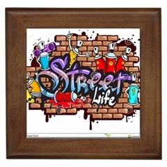 Graffiti Word Characters Composition Decorative Urban World Youth Street Life Art Spraycan Drippy Bl Framed Tiles by Foxymomma