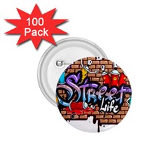 Graffiti Word Characters Composition Decorative Urban World Youth Street Life Art Spraycan Drippy Bl 1 75  Buttons (100 Pack)  by Foxymomma