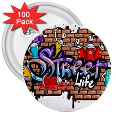 Graffiti Word Characters Composition Decorative Urban World Youth Street Life Art Spraycan Drippy Bl 3  Buttons (100 Pack)  by Foxymomma