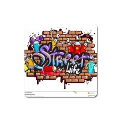 Graffiti Word Characters Composition Decorative Urban World Youth Street Life Art Spraycan Drippy Bl Square Magnet