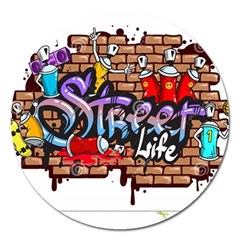 Graffiti Word Characters Composition Decorative Urban World Youth Street Life Art Spraycan Drippy Bl Magnet 5  (round) by Foxymomma