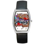 Graffiti Word Characters Composition Decorative Urban World Youth Street Life Art Spraycan Drippy Bl Barrel Style Metal Watch Front