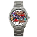 Graffiti Word Characters Composition Decorative Urban World Youth Street Life Art Spraycan Drippy Bl Sport Metal Watch Front