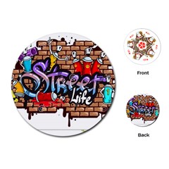 Graffiti Word Characters Composition Decorative Urban World Youth Street Life Art Spraycan Drippy Bl Playing Cards (round)  by Foxymomma