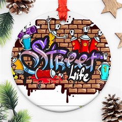 Graffiti Word Characters Composition Decorative Urban World Youth Street Life Art Spraycan Drippy Bl Round Ornament (two Sides) by Foxymomma