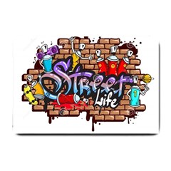 Graffiti Word Characters Composition Decorative Urban World Youth Street Life Art Spraycan Drippy Bl Small Doormat  by Foxymomma