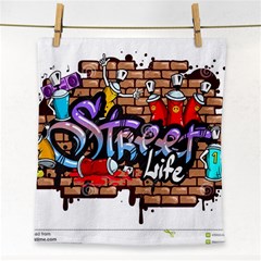 Graffiti Word Characters Composition Decorative Urban World Youth Street Life Art Spraycan Drippy Bl Face Towel by Foxymomma