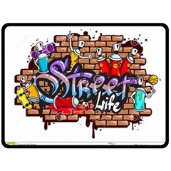 Graffiti Word Characters Composition Decorative Urban World Youth Street Life Art Spraycan Drippy Bl Fleece Blanket (large)  by Foxymomma