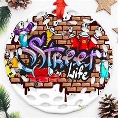 Graffiti Word Characters Composition Decorative Urban World Youth Street Life Art Spraycan Drippy Bl Round Filigree Ornament (two Sides)